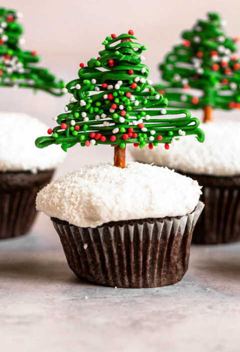 easy christmas tree cupcakes