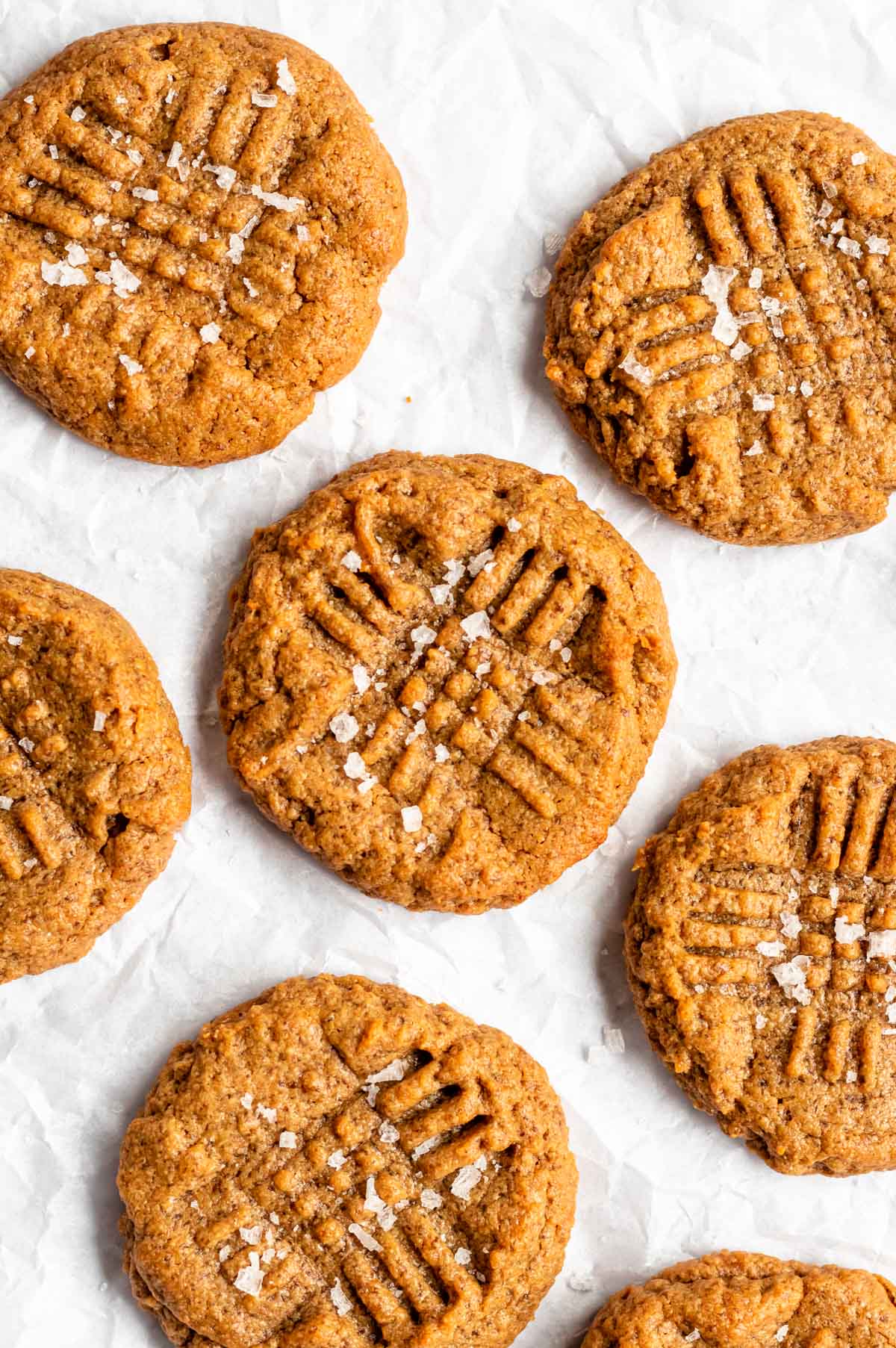 Overhead shot of 3 ingredient peanut butter cookies.