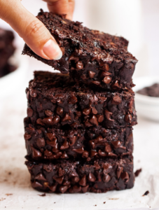 Double chocolate banana bread on a parchment paper.