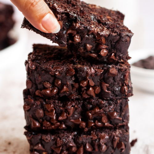 Double chocolate banana bread on a parchment paper.
