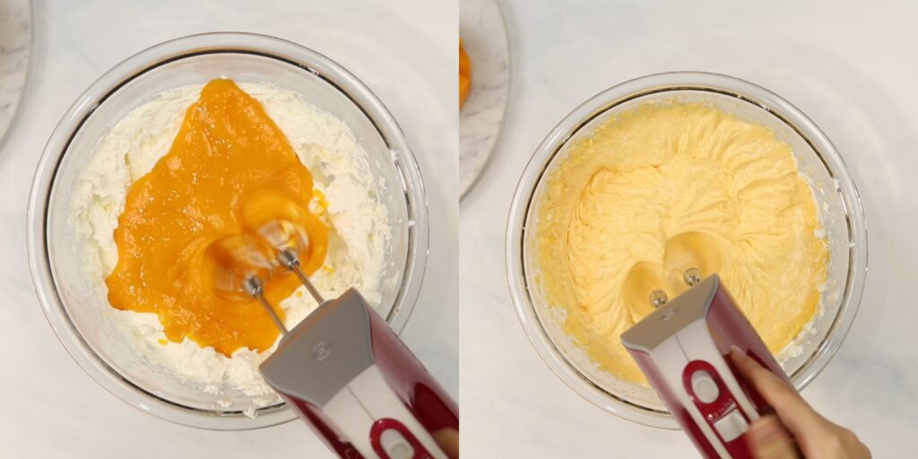 Cheesecake process shots.