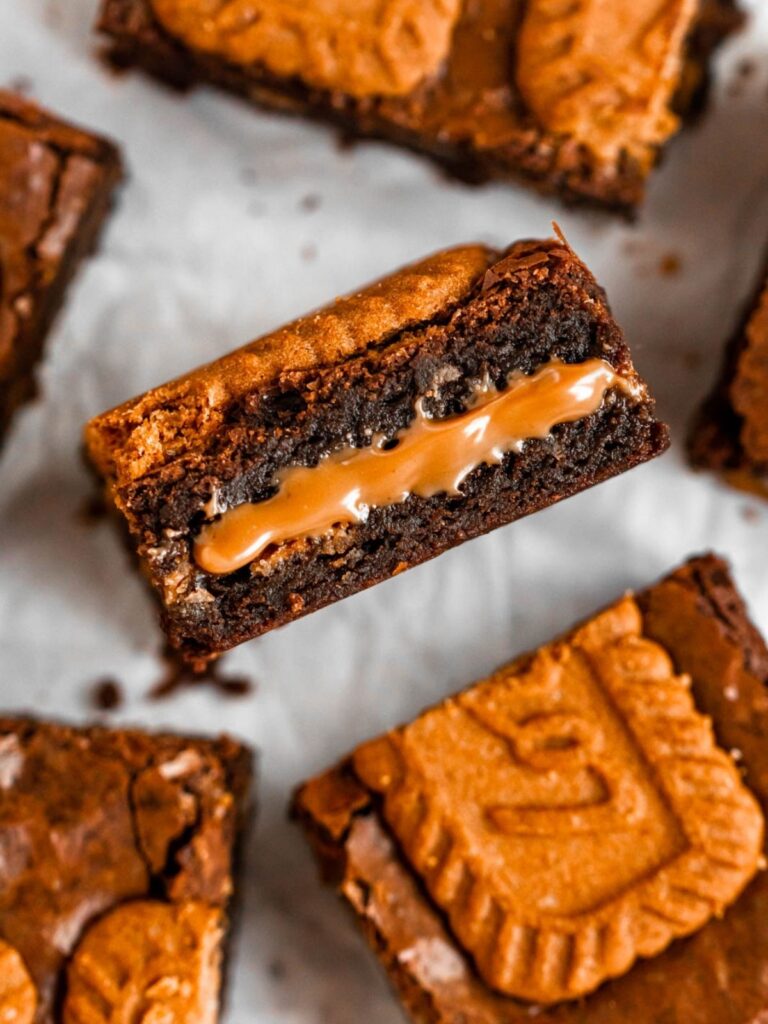 Brownie with biscoff on the side.