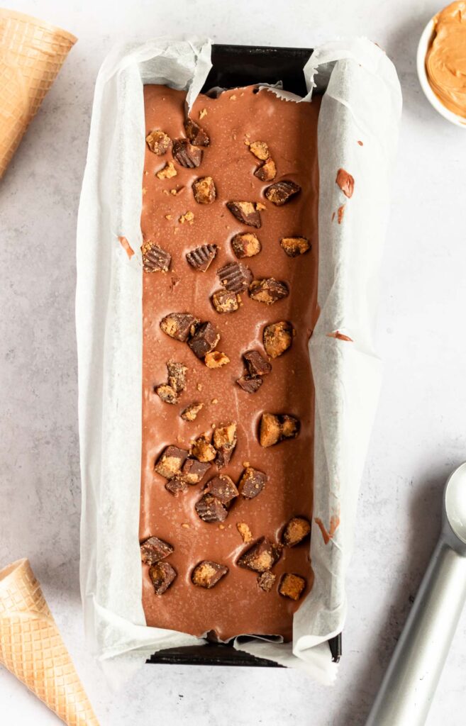 Ice cream in a loaf pan.