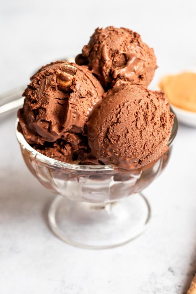 Close up shot of ice cream balls.