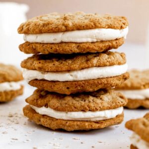 Oatmeal cream pies stack.
