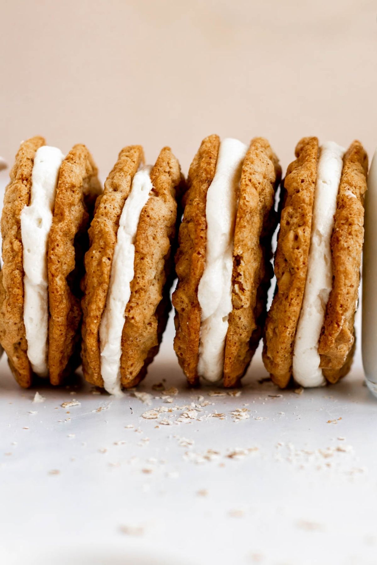 Oatmeal crema pies next to each other.