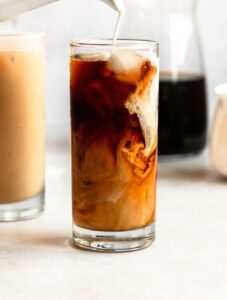 Sweet cream cold foam poured over cold brew coffee.