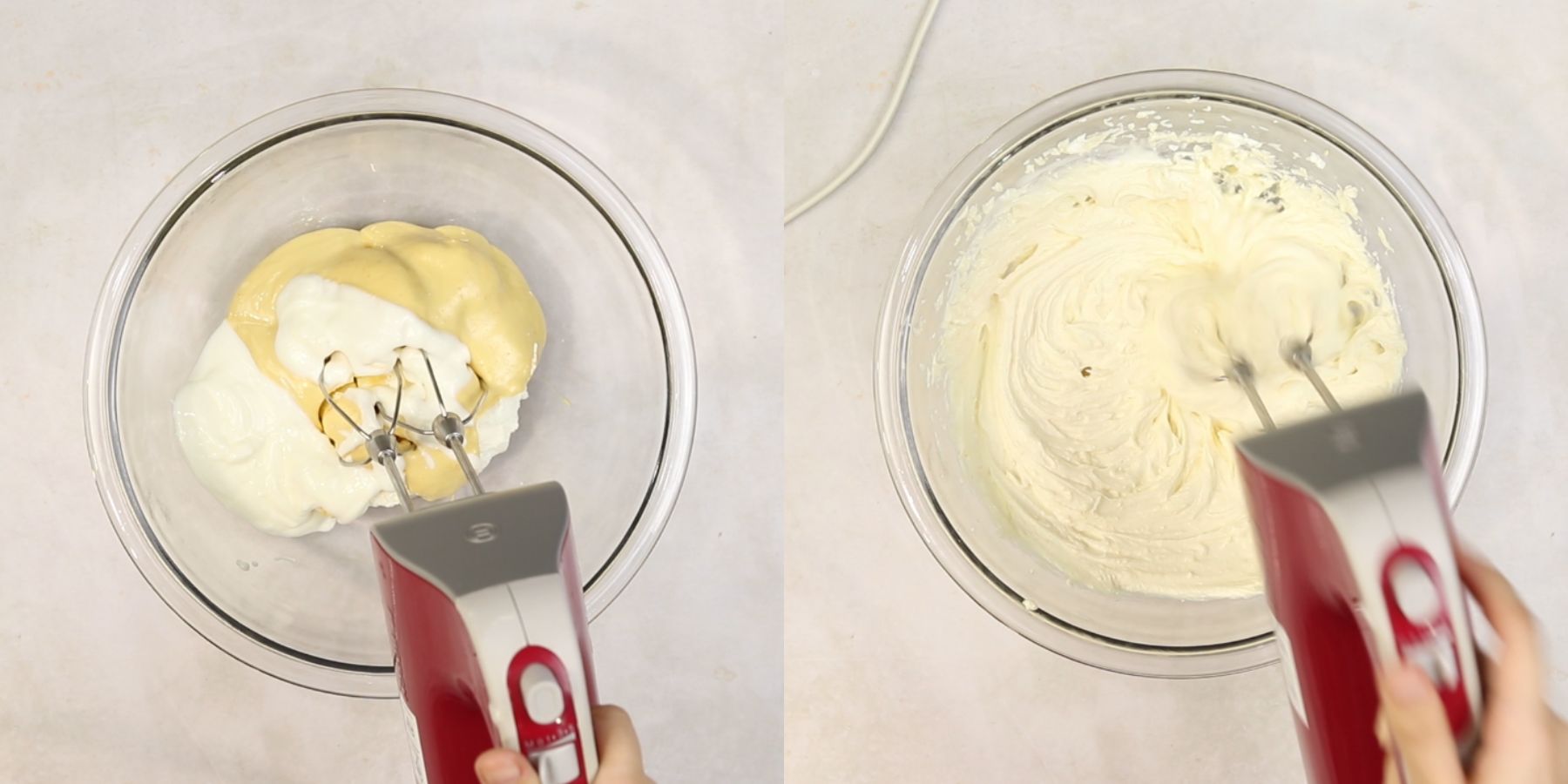 Mini cheesecakes process shots.