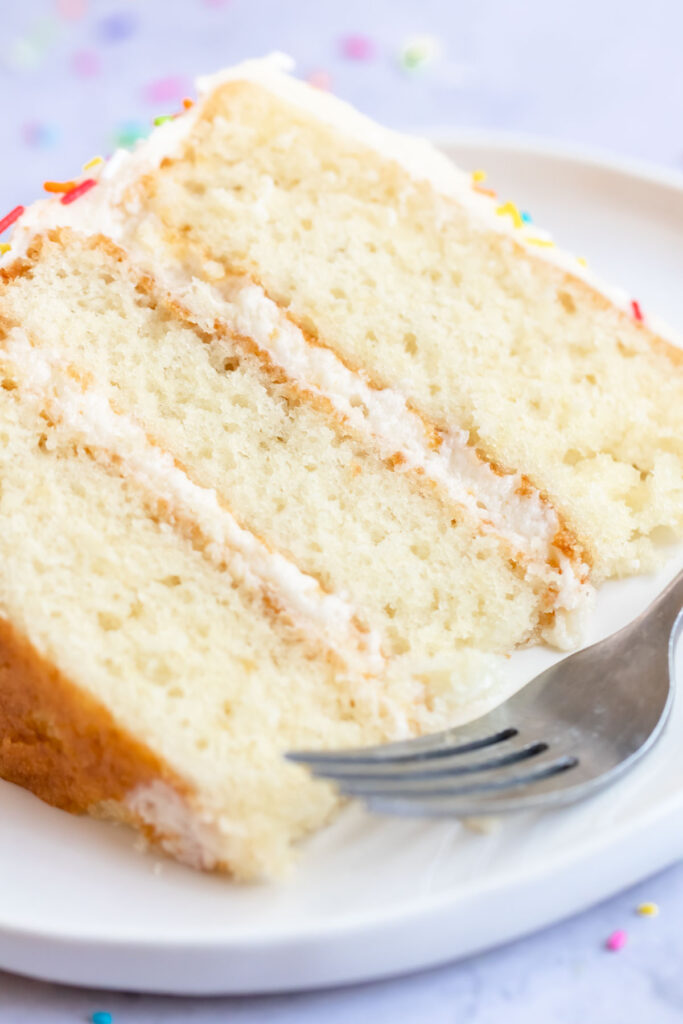 Close up shot of a slice of cake.