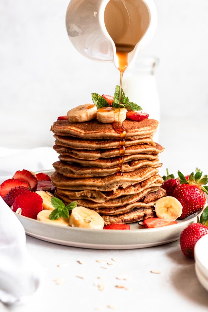 Stack of protein pancakes.