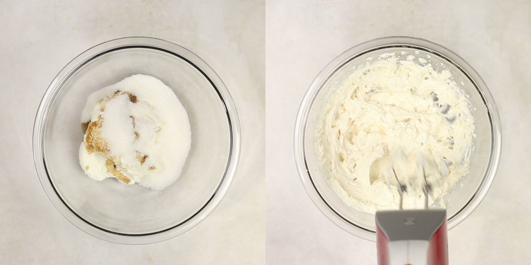 Mini cheesecakes process shots.