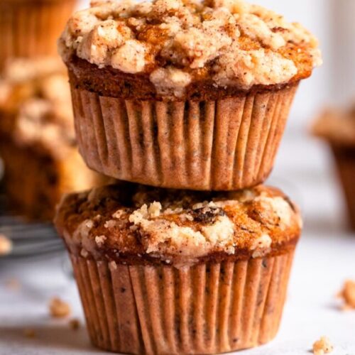 Two muffins on top of each other.