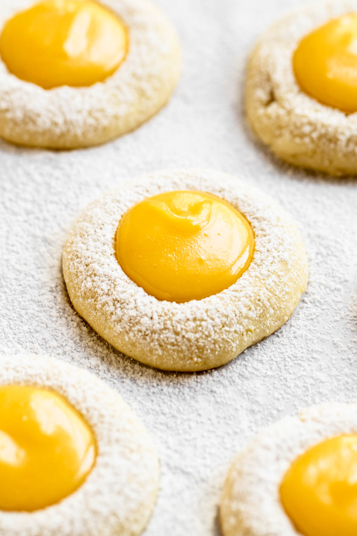 Close up shot of lemon curd cookies.