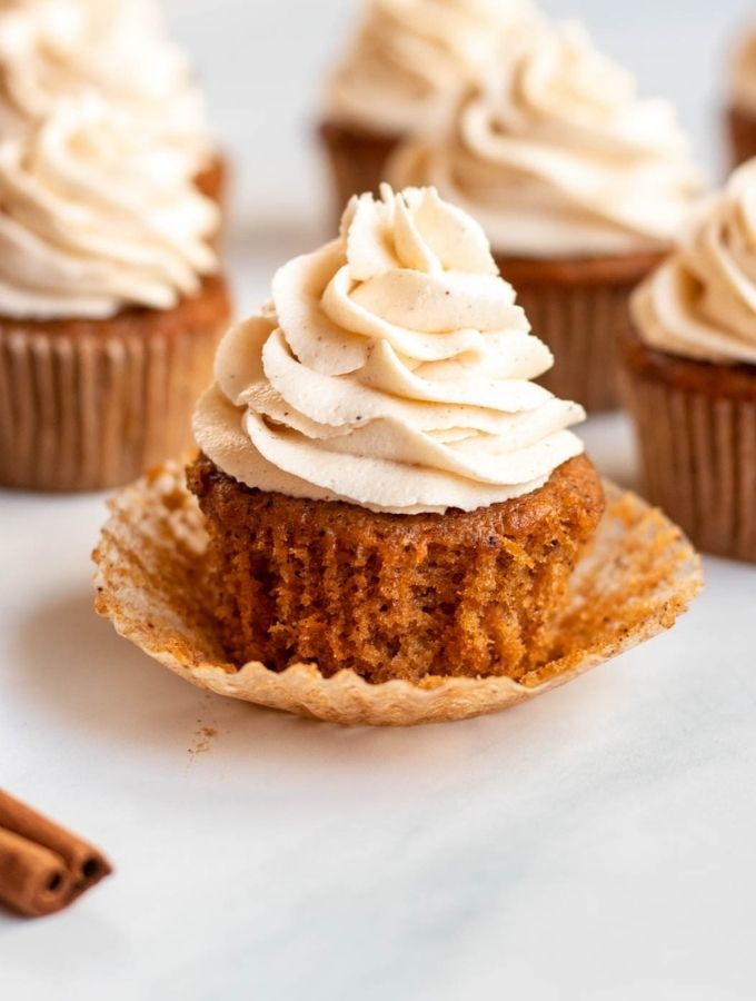 Close up shot of pumpkin cupcakes.