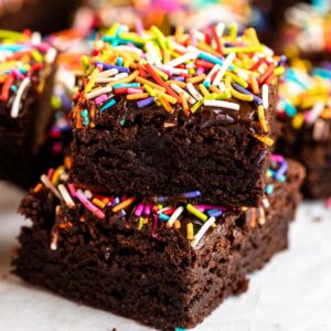 Sprinkle brownies on a parchment paper.