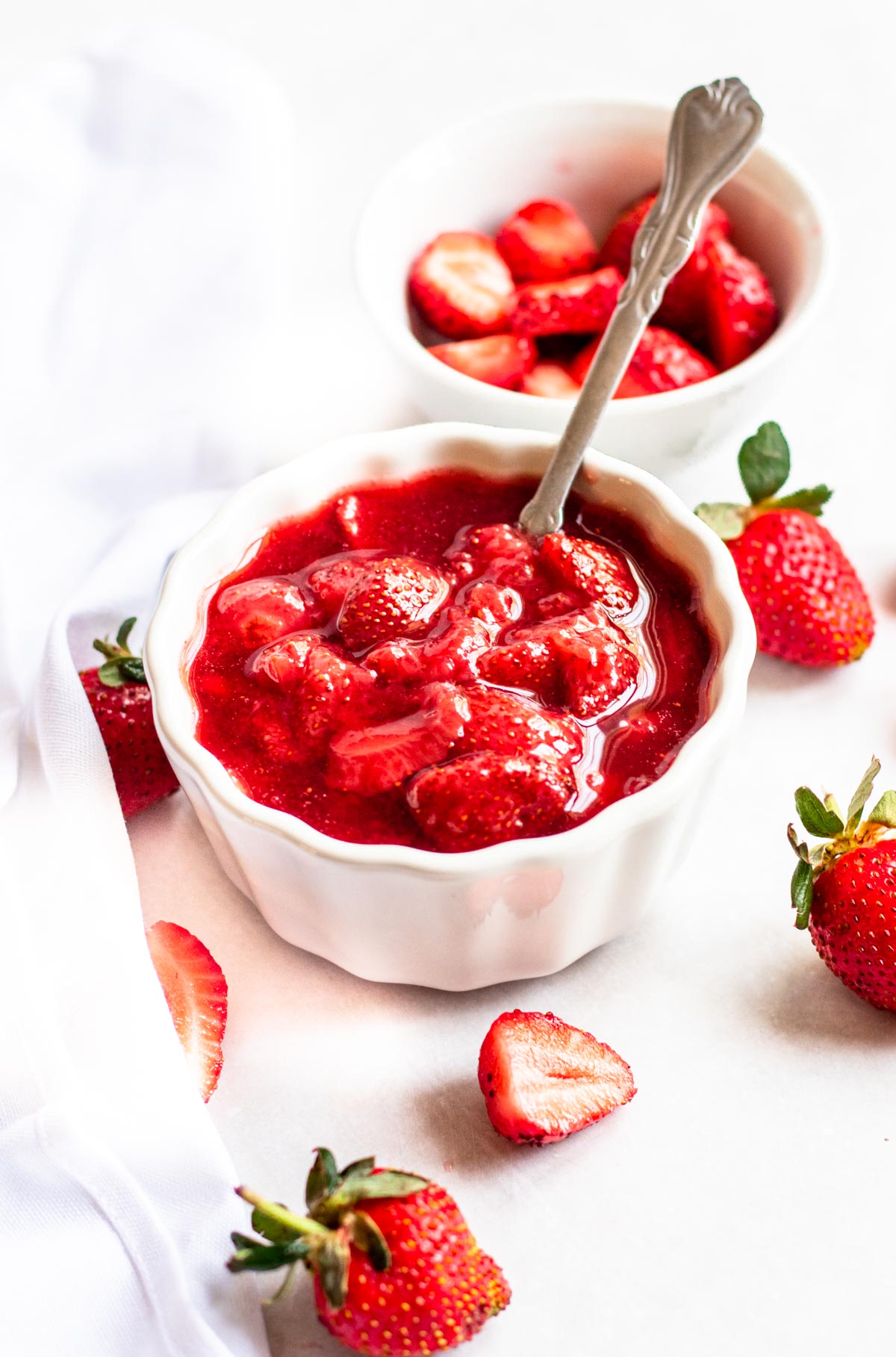 Strawberry sauce in a bowl.