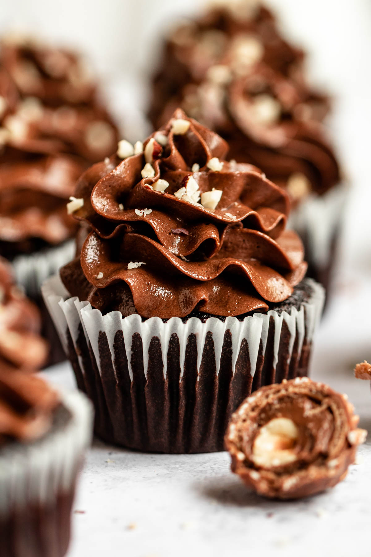 Nutella cupcakes with nutella frosting.
