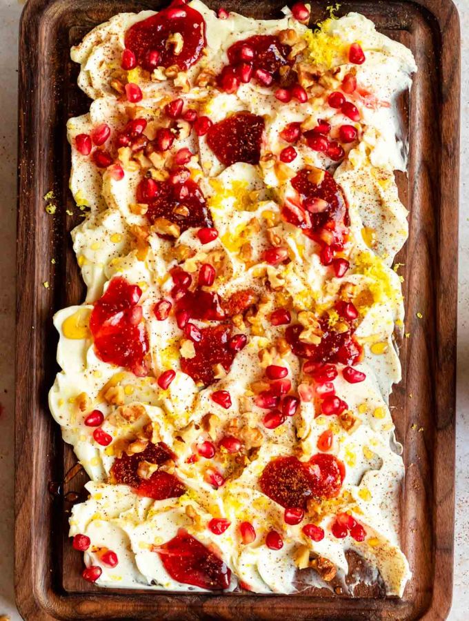 Overhead shot of a butter board.