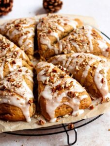 Close up shot of pumpkin scones.