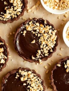 Overhead shot of Mini Chocolate Tarts.