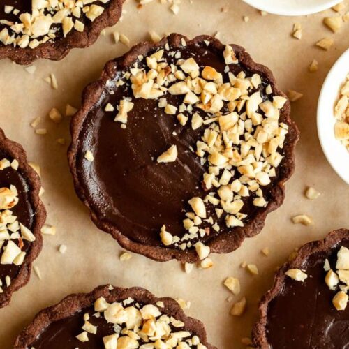 Overhead shot of Mini Chocolate Tarts.