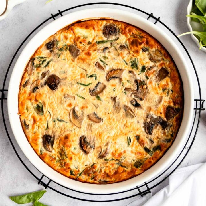 Spinach Mushroom Quiche (Crustless) - Rich And Delish