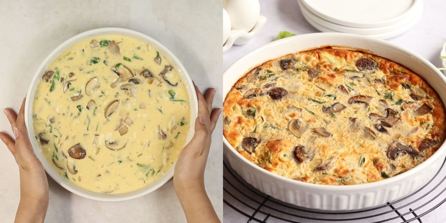 Spinach Mushroom Quiche (Crustless) - Rich And Delish