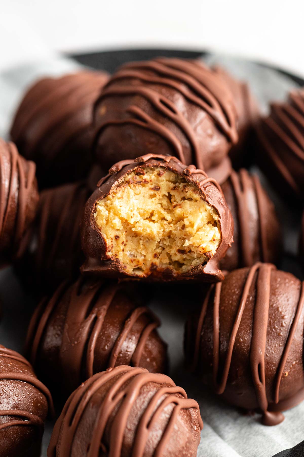 Pile of Peanut Butter Balls With-Rice krispies.