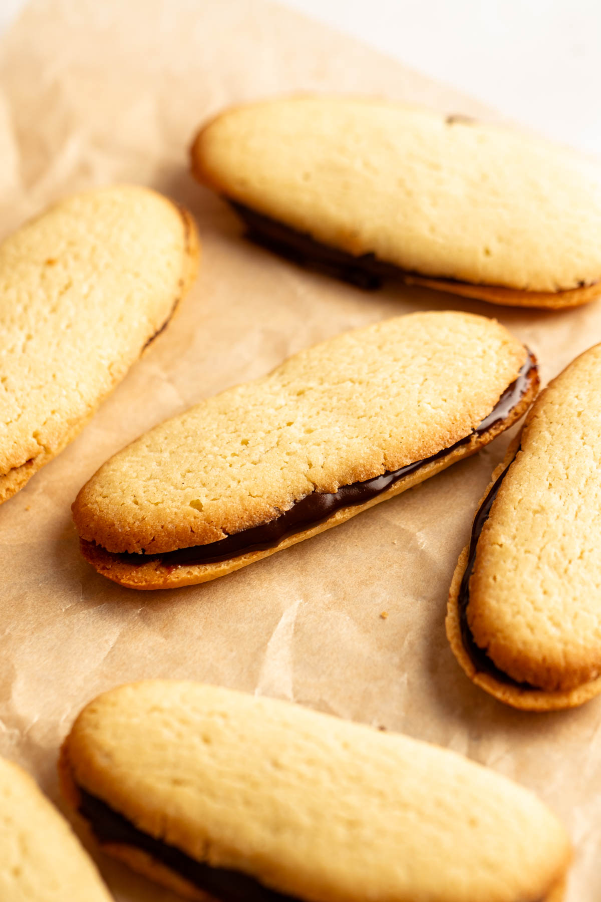 Close up shot of milano cookies.