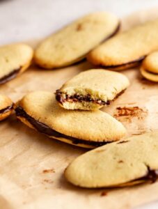 Bite missing from milano cookies.
