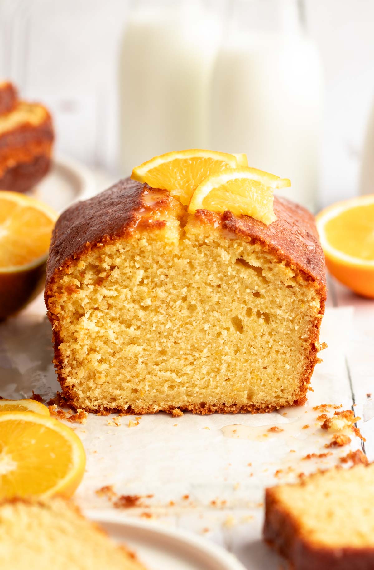 Close up shot of an orange pound cake.