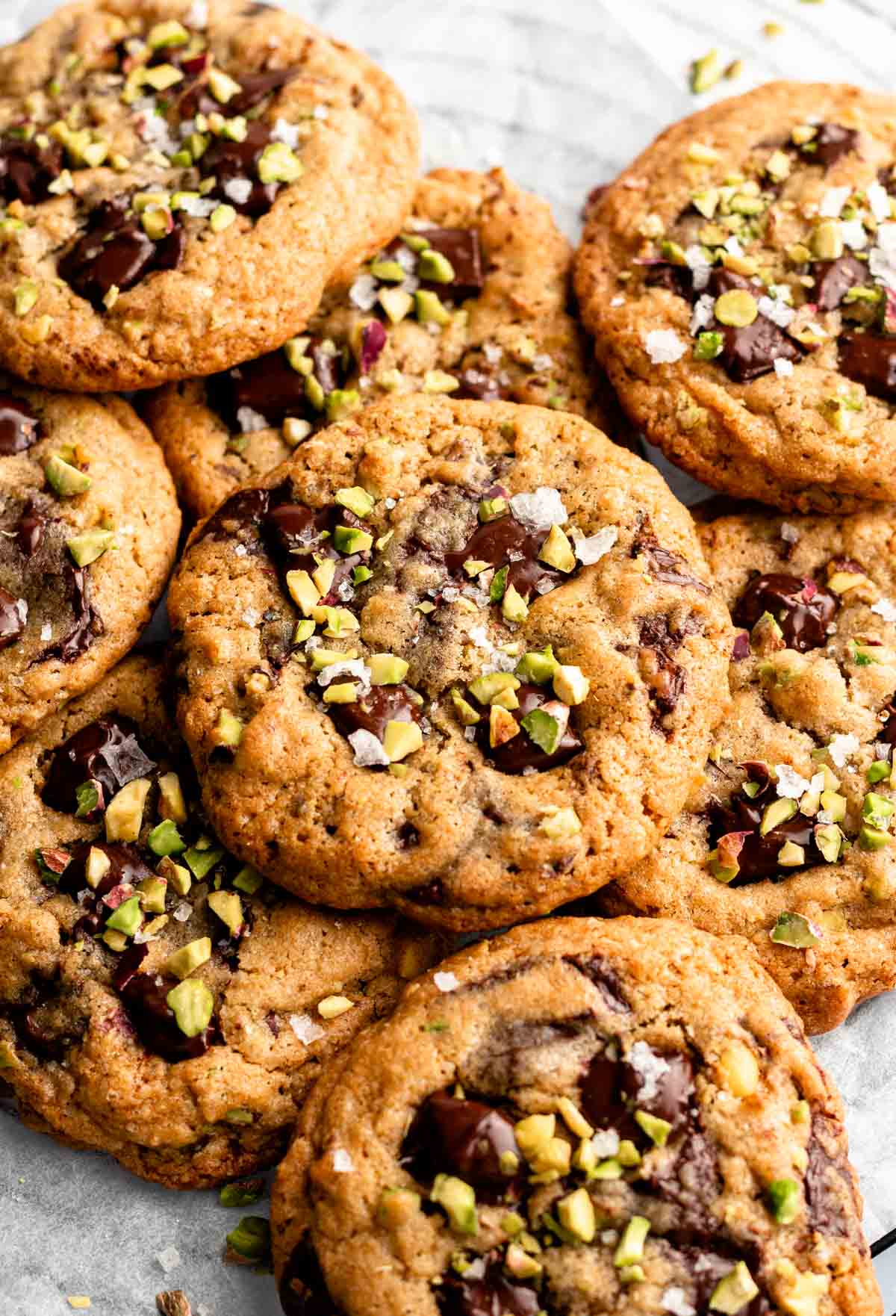Close up shot of pistachio cookies.