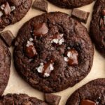 Overhead shot of triple chocolate cookies.