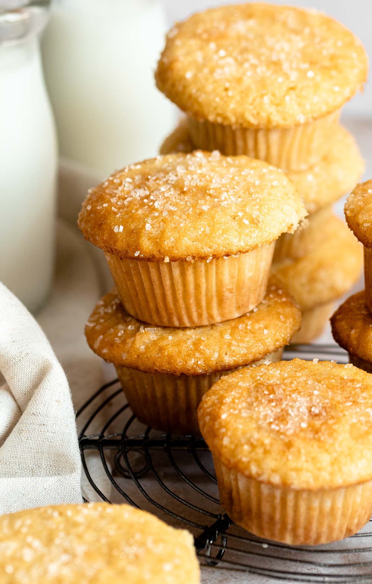 Stack of vanilla muffins.