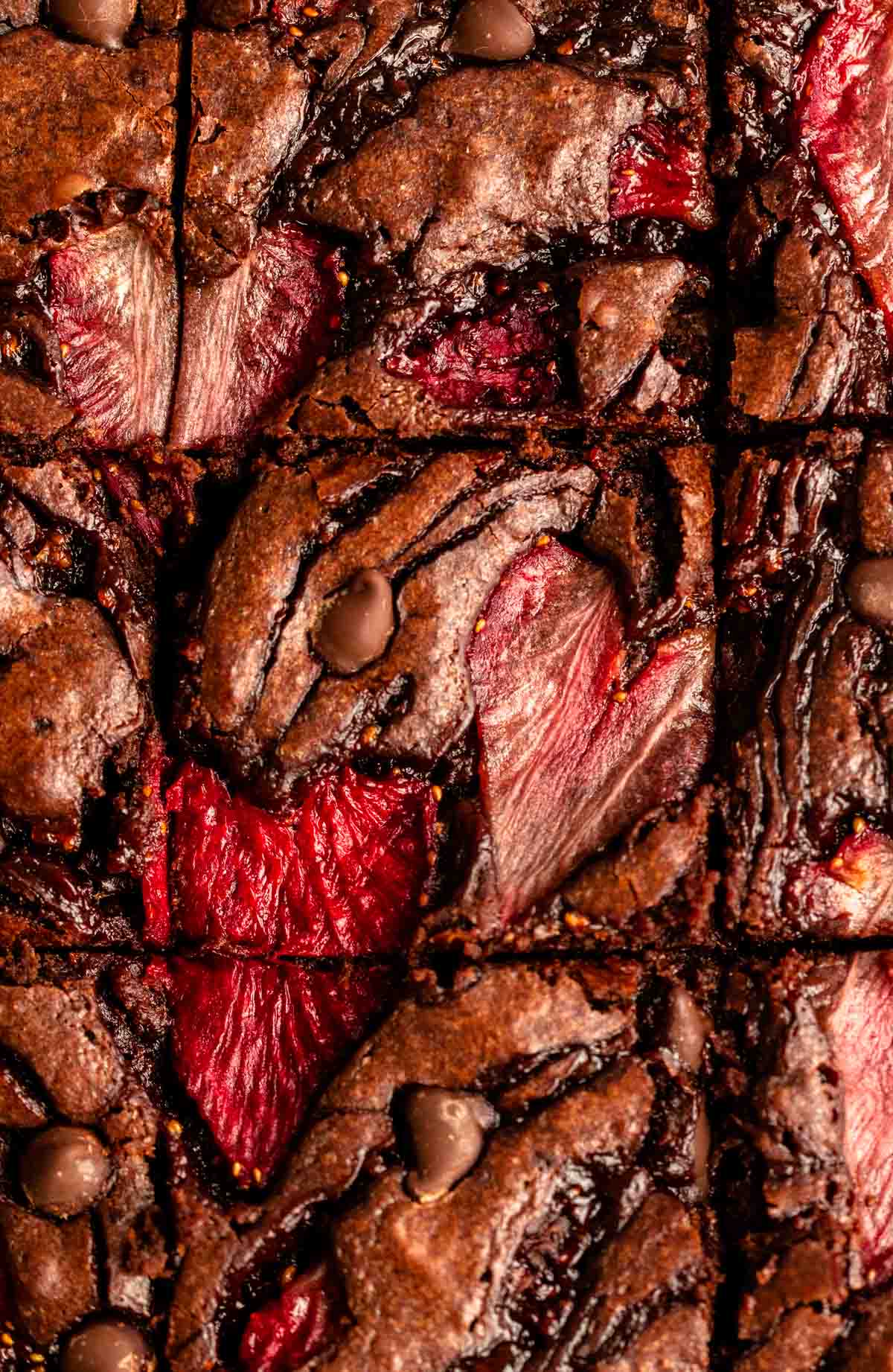 Top of strawberry brownies.