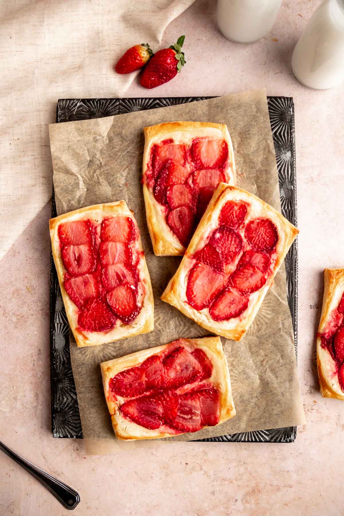 Top of a strawberry danish.