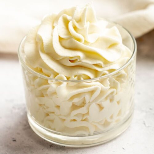 Mascarpone whipped cream in a glass.
