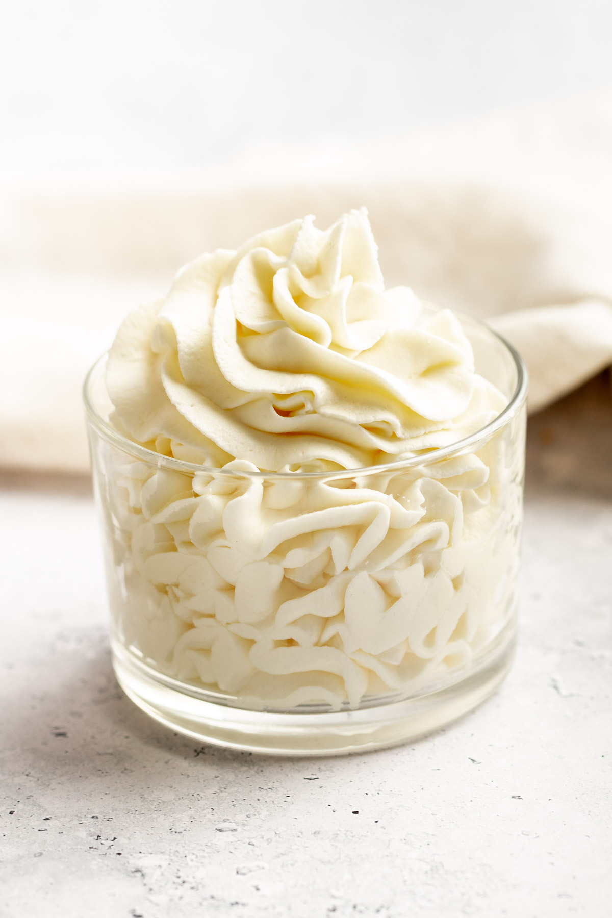 Mascarpone whipped cream in a glass.