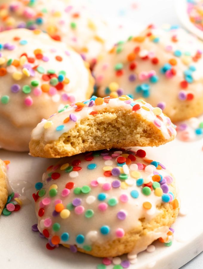 Bite missing from italian easter cookie.