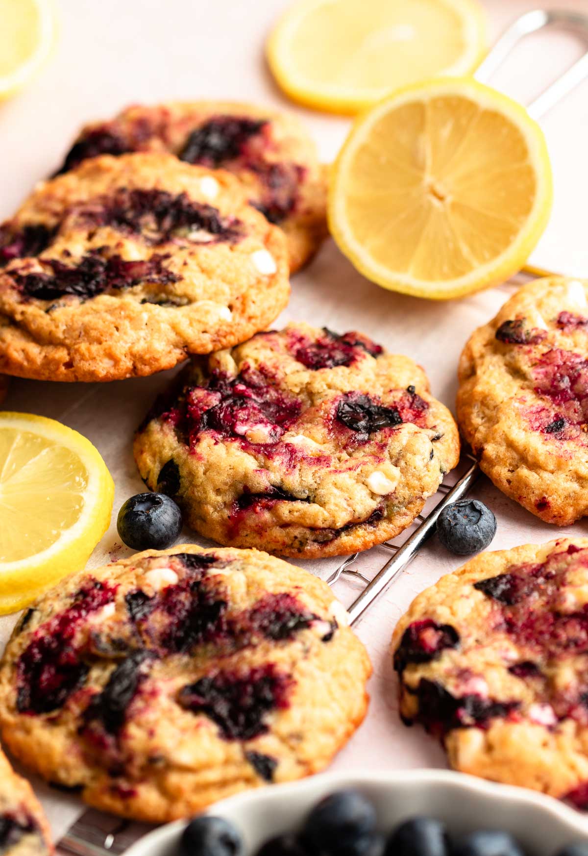 Pile of lemon blueberry cookies.