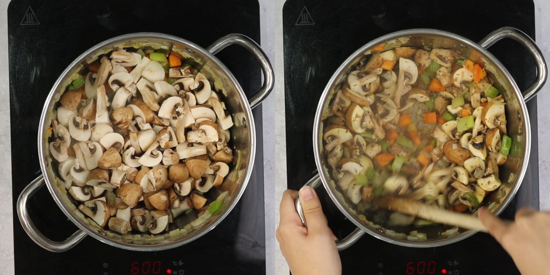 Vegetable stew process shots.