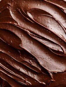 Top of chocolate fudge frosting swirles.