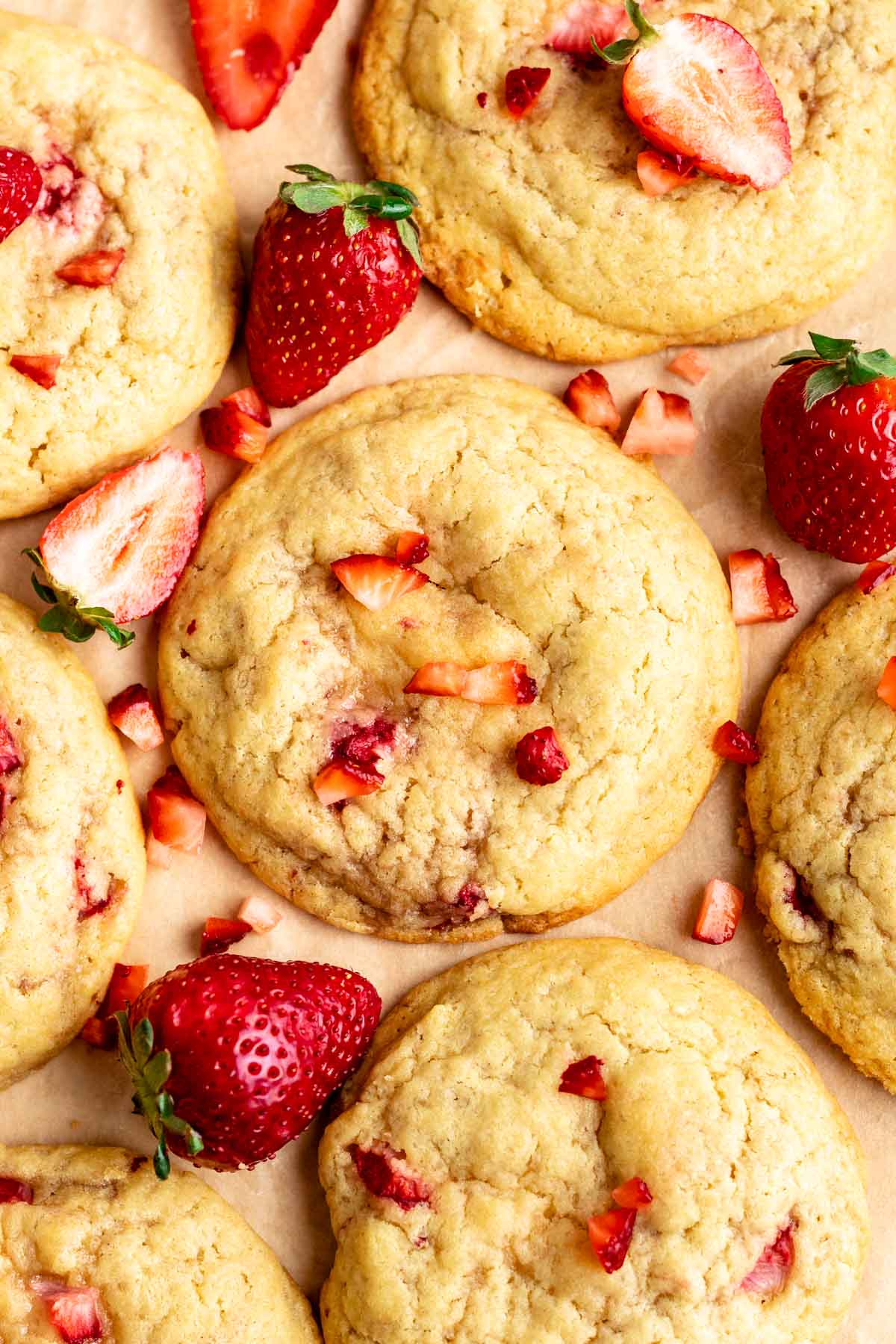 Top of cream cheese strawberry cookies.