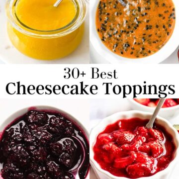 Image of 4 cheesecake toppings photos.