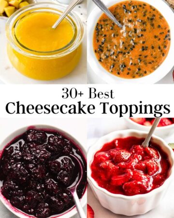 Image of 4 cheesecake toppings photos.