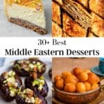 Image of 4 middle eastern desserts photos.