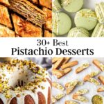 Image of 4 pistachio desserts photos.