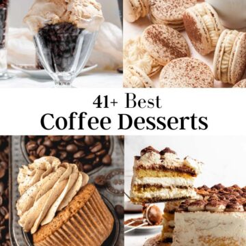 Image of 4 coffee desserts photos.