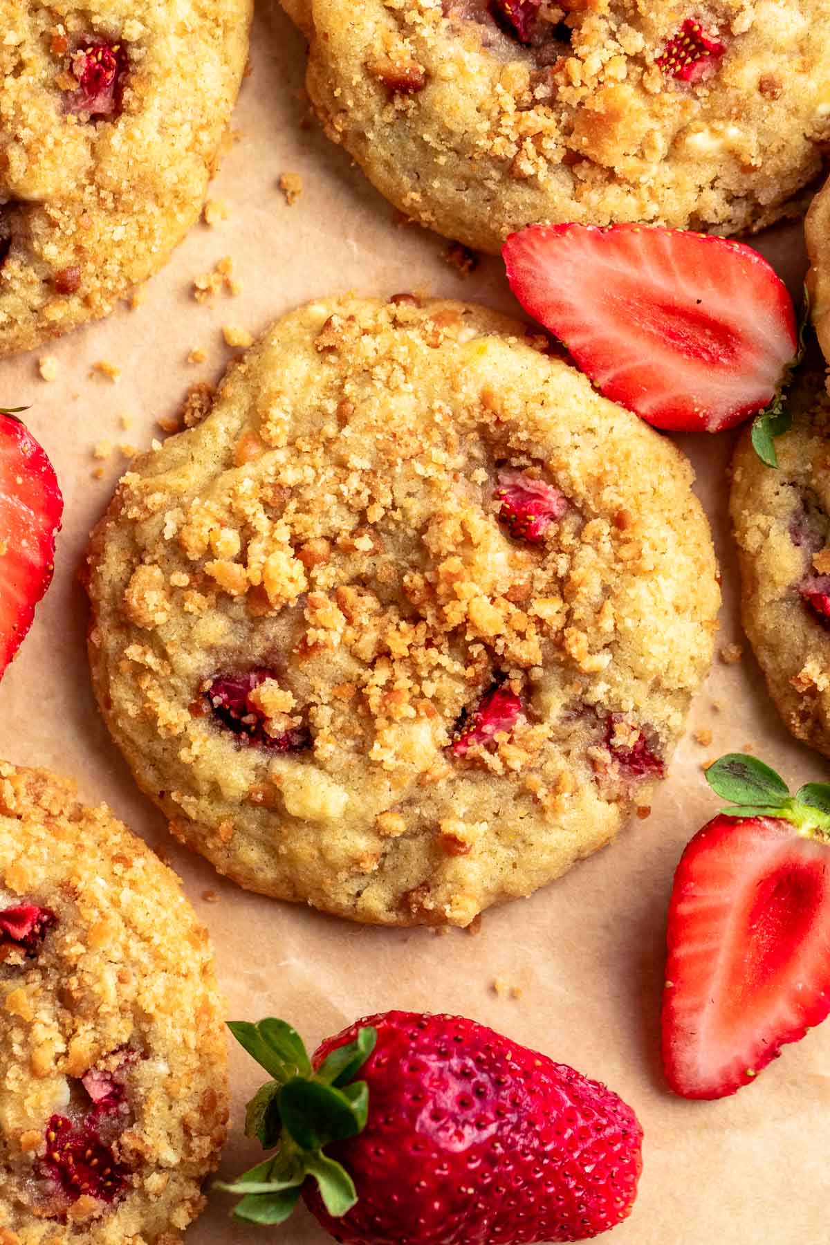 Top of strawberry shortcake cookies.