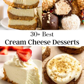 Image of 4 cream cheese desserts photos.